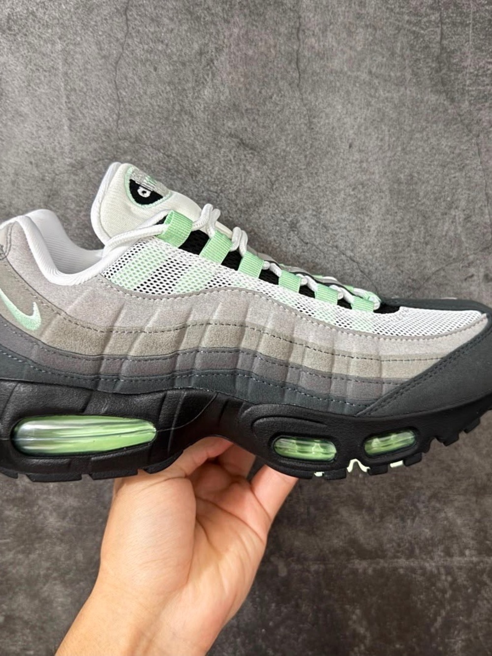 Nike Air Max 95 Grey and Volt Men's Sneakers - Picture 4 of 5